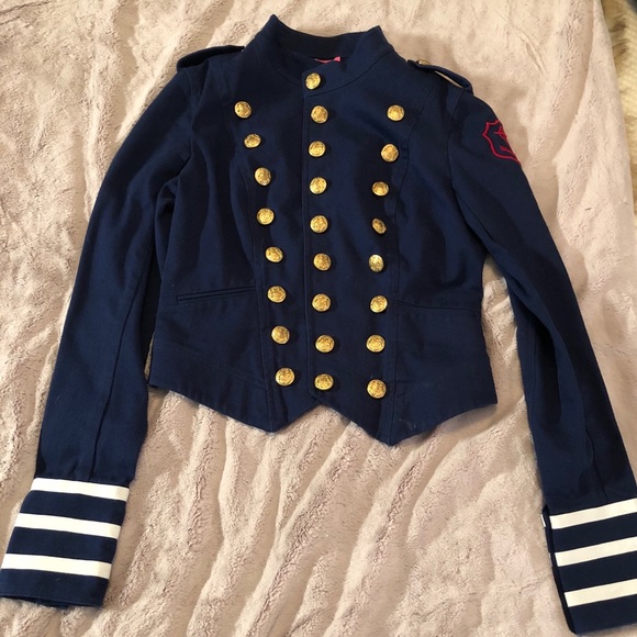 Betsey Johnson Navy Blue Military-Style Jacket with Gold Buttons - Picture 2 of 5
